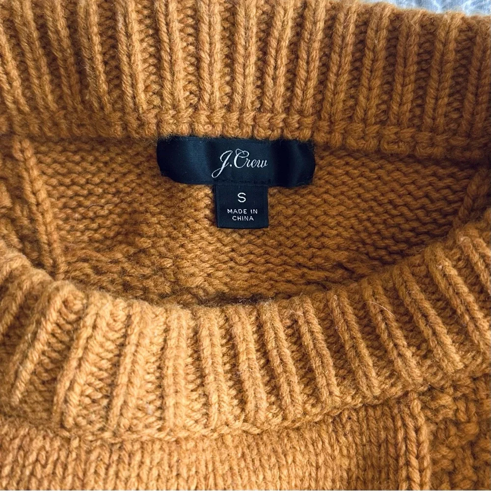 J. CREW Oversized Boxy Cable Knit Crewneck Sweater Harvest Gold Size S